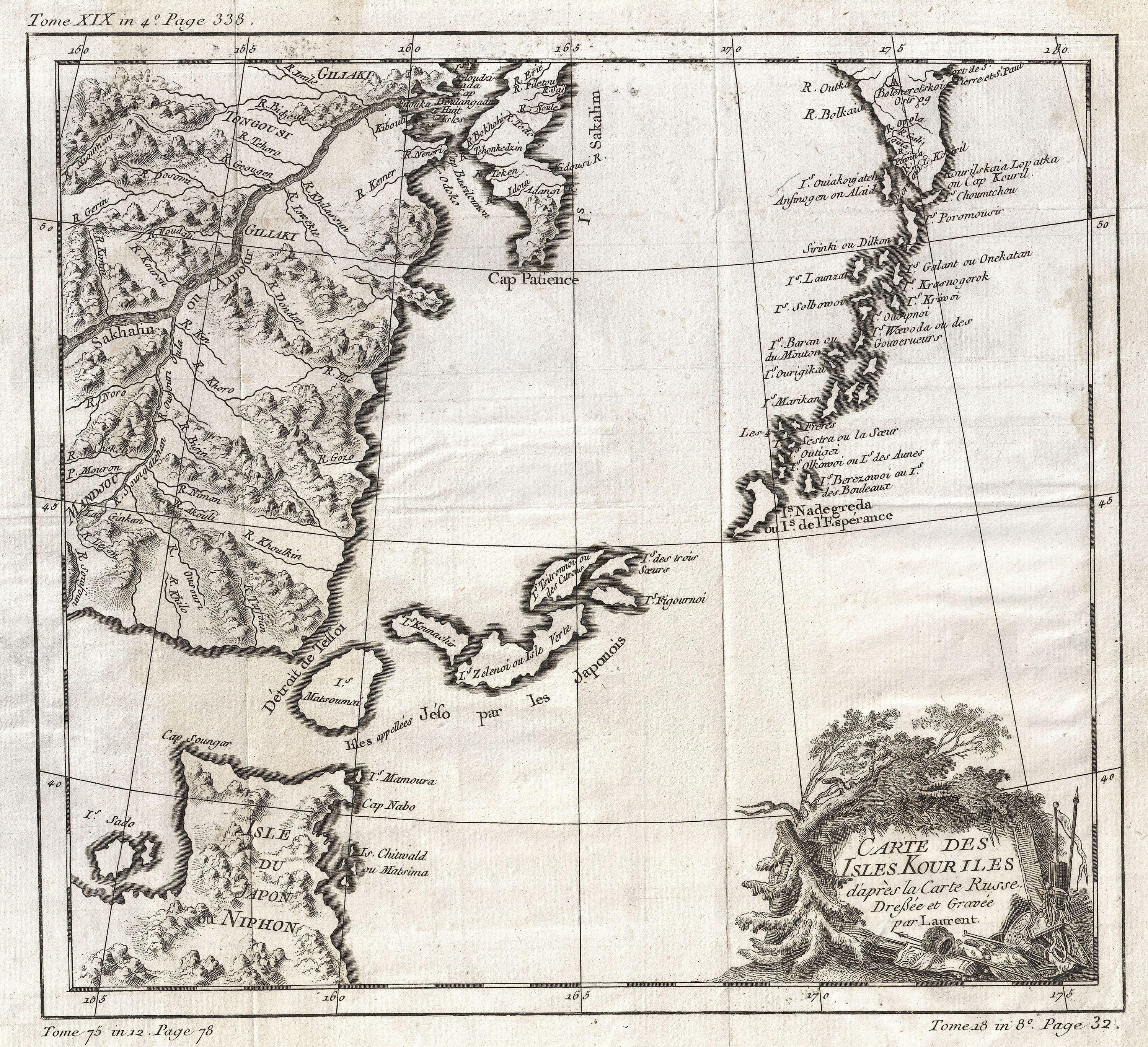 Jacques-Nicolas Bellin's 1750 map of Kuril Islands
