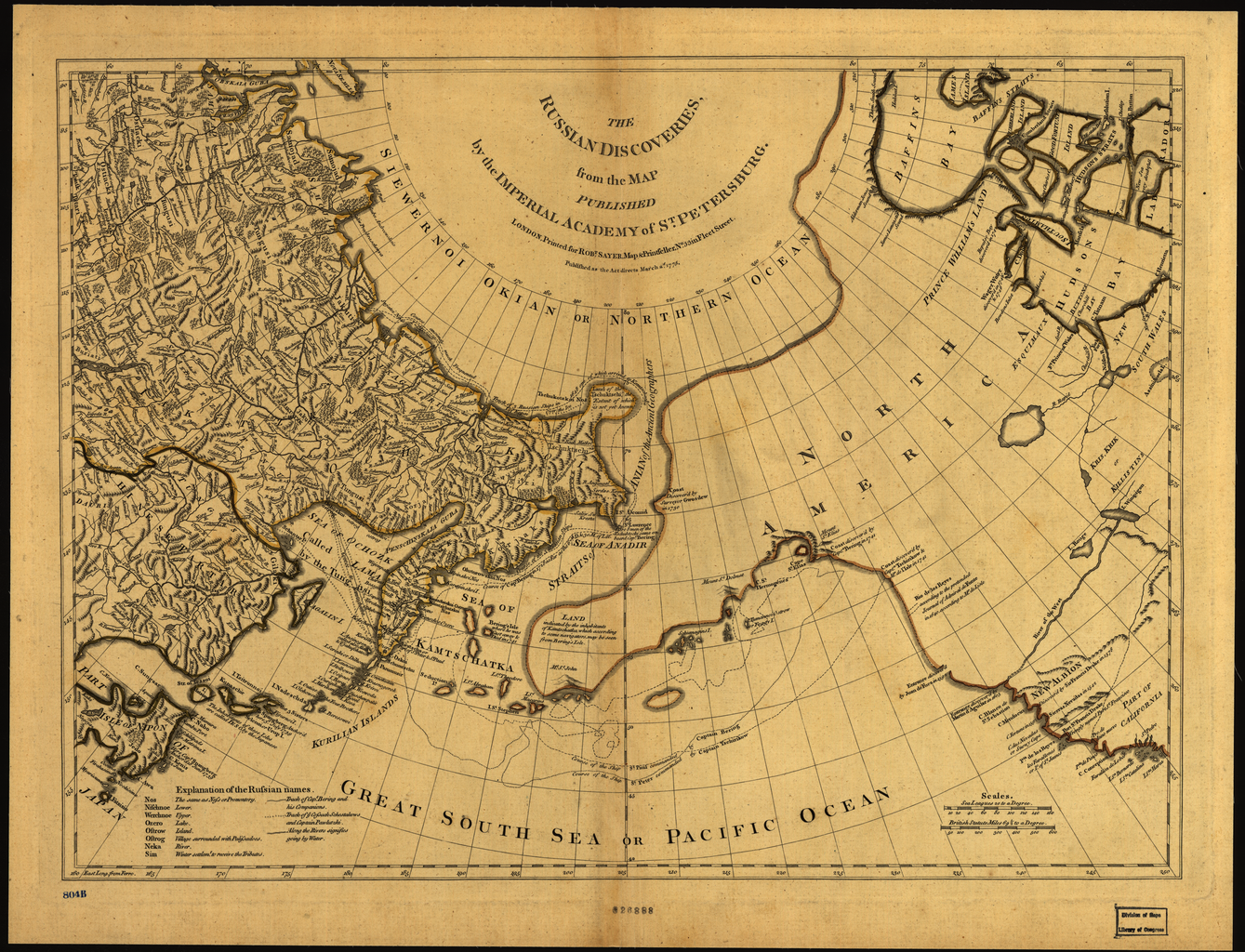 A Russian map of the Far East and the North Pacific Ocean (1754)