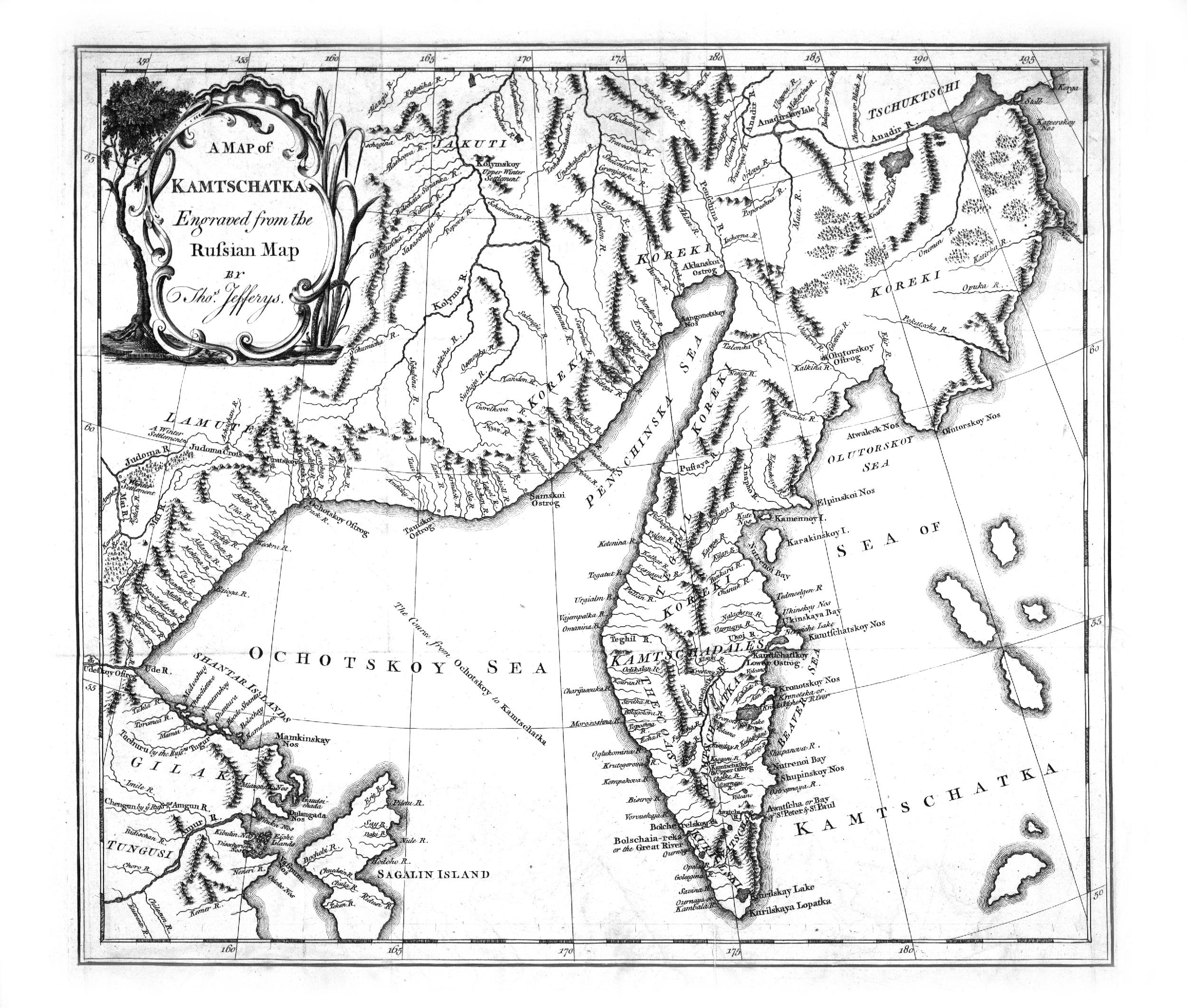 Thomas Jeffreys' map of Kamchatka (1760)