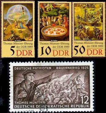A selection of postage stamps from East Germany, 1975 and 1989
